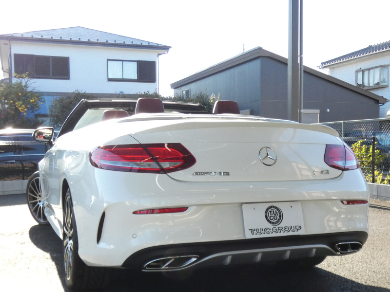 AMG Cクラス C43 4MATIC ｶﾌﾞﾘｵﾚ ﾚｰﾀﾞｰｾｰﾌﾃｨPKG　9速AT AMGｴｱﾛ&19ｲﾝﾁｱﾙﾐ 赤革 赤幌 HDDﾅﾋﾞ 地ﾃﾞｼﾞ Bluetoothｵｰﾃﾞｨｵ ﾌﾞﾙﾒｽﾀｰ 360度ﾄﾞﾗﾚｺ LEDﾍｯﾄﾞﾗｲﾄ ｴｱﾊﾞﾗﾝｽPKG　2年保証付