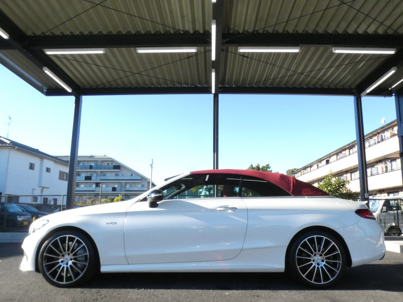 AMG Cクラス C43 4MATIC ｶﾌﾞﾘｵﾚ ﾚｰﾀﾞｰｾｰﾌﾃｨPKG　9速AT AMGｴｱﾛ&19ｲﾝﾁｱﾙﾐ 赤革 赤幌 HDDﾅﾋﾞ 地ﾃﾞｼﾞ Bluetoothｵｰﾃﾞｨｵ ﾌﾞﾙﾒｽﾀｰ 360度ﾄﾞﾗﾚｺ LEDﾍｯﾄﾞﾗｲﾄ ｴｱﾊﾞﾗﾝｽPKG　2年保証付