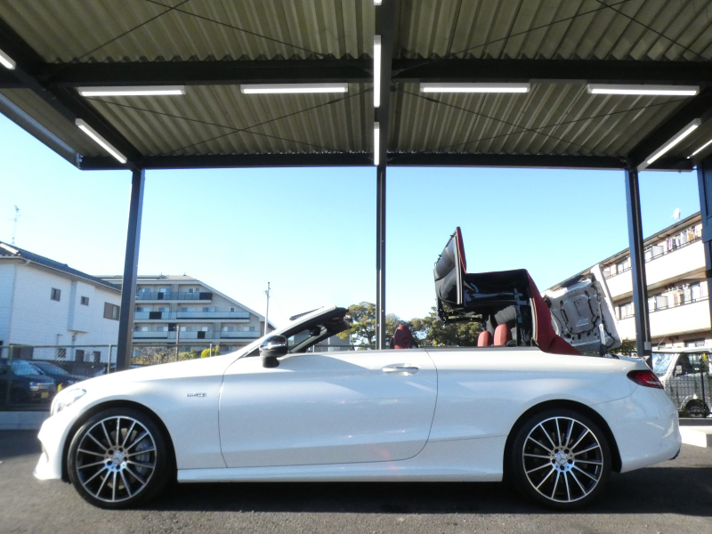 AMG Cクラス C43 4MATIC ｶﾌﾞﾘｵﾚ ﾚｰﾀﾞｰｾｰﾌﾃｨPKG　9速AT AMGｴｱﾛ&19ｲﾝﾁｱﾙﾐ 赤革 赤幌 HDDﾅﾋﾞ 地ﾃﾞｼﾞ Bluetoothｵｰﾃﾞｨｵ ﾌﾞﾙﾒｽﾀｰ 360度ﾄﾞﾗﾚｺ LEDﾍｯﾄﾞﾗｲﾄ ｴｱﾊﾞﾗﾝｽPKG　2年保証付