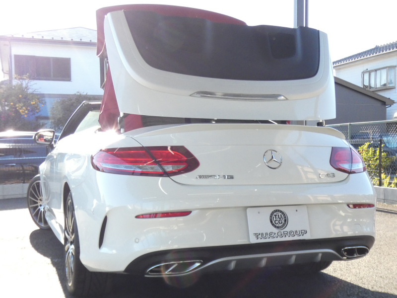 AMG Cクラス C43 4MATIC ｶﾌﾞﾘｵﾚ ﾚｰﾀﾞｰｾｰﾌﾃｨPKG　9速AT AMGｴｱﾛ&19ｲﾝﾁｱﾙﾐ 赤革 赤幌 HDDﾅﾋﾞ 地ﾃﾞｼﾞ Bluetoothｵｰﾃﾞｨｵ ﾌﾞﾙﾒｽﾀｰ 360度ﾄﾞﾗﾚｺ LEDﾍｯﾄﾞﾗｲﾄ ｴｱﾊﾞﾗﾝｽPKG　2年保証付
