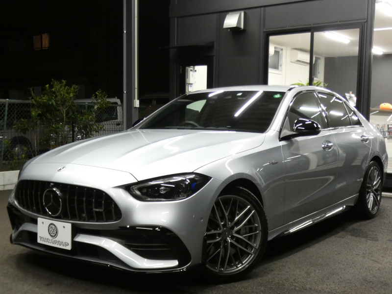 AMG Cクラス C43 4MATIC レーダーセーフティPKG 1オーナー BSG搭載 現行型 AMGエアロ&19AW AMGナイトPKG パフォーマンスサウンド リアアクスルステアリング 黒本革シート/ヒーター/ベンチレーター MBUXナビ 地デジ 360カメラ Burmester HUD DIGITALライト 新車保証継承可能