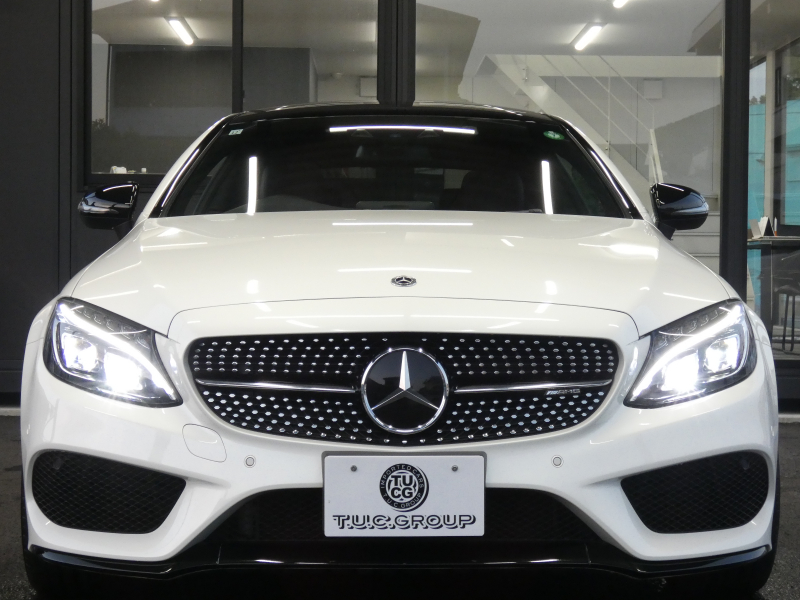 AMG Cクラス C43 4MATIC ｸｰﾍﾟ ﾚｰﾀﾞｰｾｰﾌﾃｨPKG　1ｵｰﾅｰ meｺﾈｸﾄ 9速AT AMGｴｱﾛ&19ｲﾝﾁｱﾙﾐ 黒本革 ﾊﾟﾉﾗﾏｻﾝﾙｰﾌ ﾅﾋﾞTV Bｶﾒﾗ Burmester ﾍｯﾄﾞｱｯﾌﾟD ｴｱﾊﾞﾗﾝｽP/ﾊﾟﾌｭｰﾑｱﾄﾏｲｻﾞｰ 自動ﾄﾗﾝｸ/ﾌｯﾄOP ﾊﾟﾄﾞﾙｼﾌﾄ LEDﾍｯﾄﾞﾗｲﾄ/自動HB　2年保証付