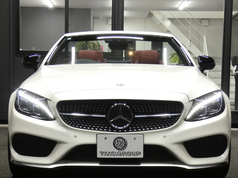 AMG Cクラス C43 4MATIC ｶﾌﾞﾘｵﾚ ﾚｰﾀﾞｰｾｰﾌﾃｨPKG　ｷｰﾚｽｺﾞｰ 9速AT ﾌﾞﾗｯｸ幌 赤本革ｼｰﾄ/ﾋｰﾀｰ/ｴｱｽｶｰﾌ HDDﾅﾋﾞ 地ﾃﾞｼﾞ Bｶﾒﾗ Burmester ｴｱﾊﾞﾗﾝｽPKG AMGｴｱﾛ/19ｲﾝﾁAW AMGﾗｲﾄﾞｺﾝﾄﾛｰﾙｻｽ LEDﾗｲﾄ/自動ﾊｲﾋﾞｰﾑ　2年保証付